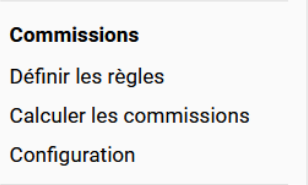 Menu secondaire apporté par le module Commissions
